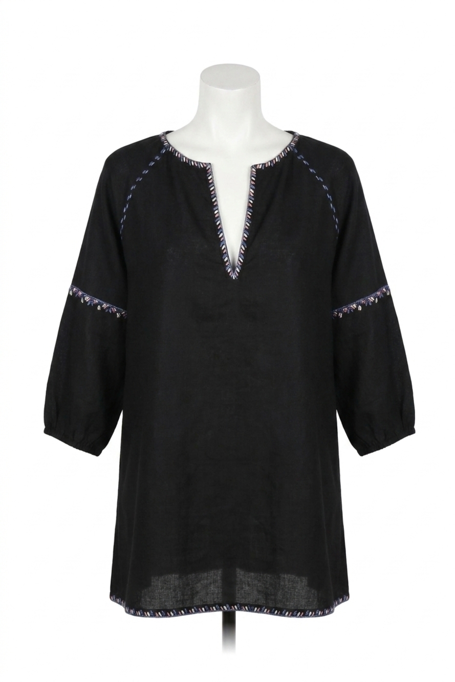 NEW HATCH maternity the embroidered peasant top in black
